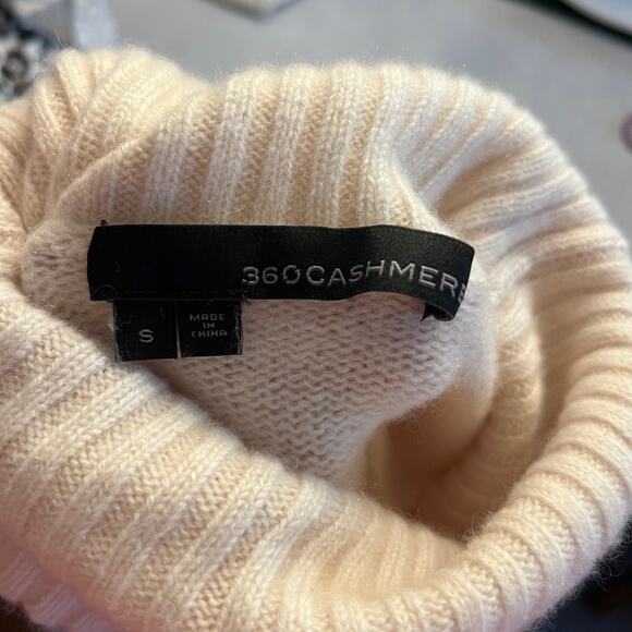 360 Cashmere Isilda Beige Turtleneck Sweater Women’s Small Ribbed Knit Pocket - Picture 7 of 7